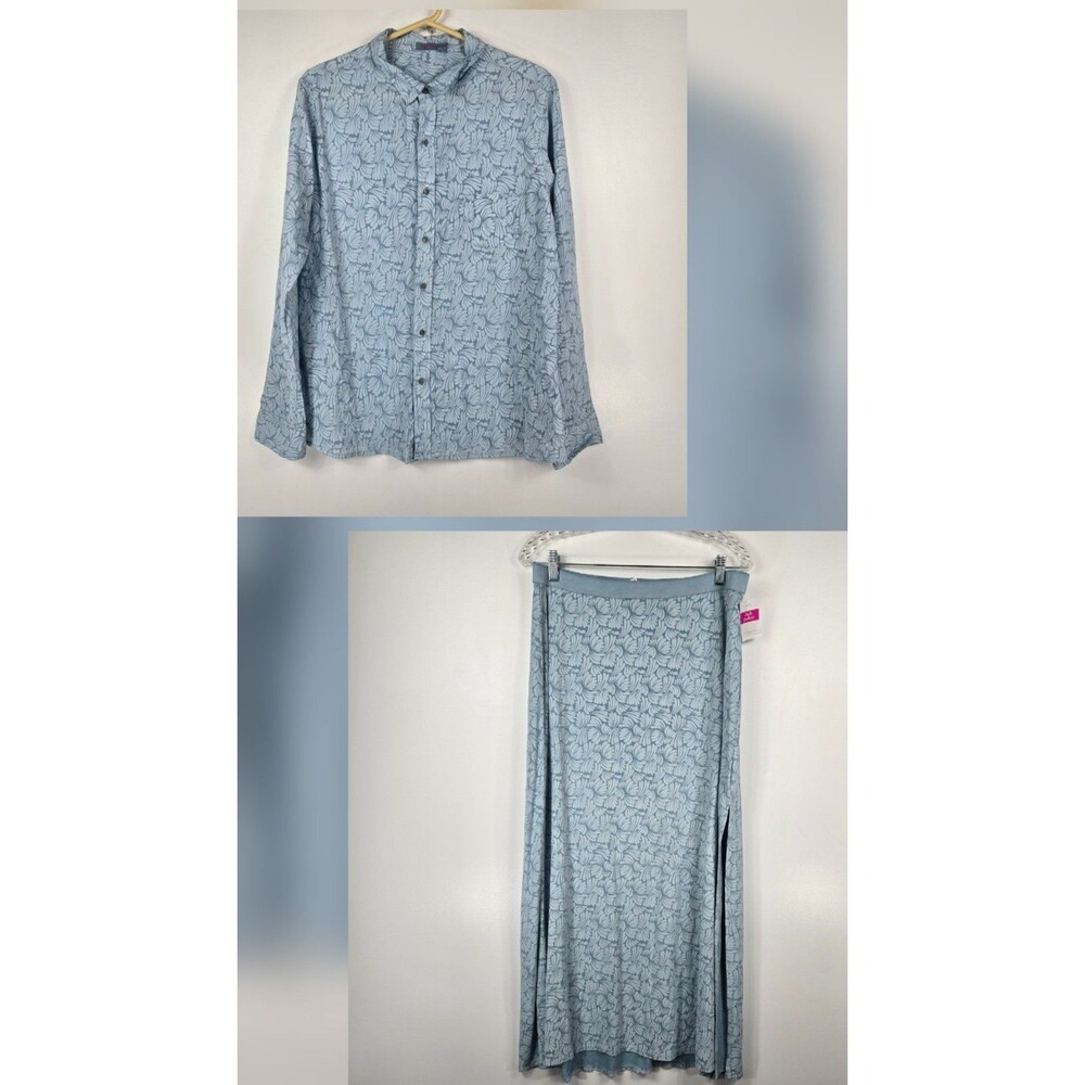 Fresh Produce Women's Size Large 2 Pc Coastline Wanderer Maxi and Shirt Set